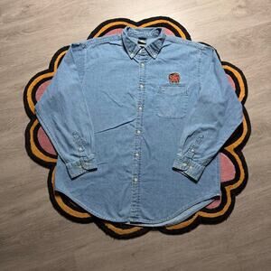 Vintage Y2K University of Maryland Terrapins Casual Denim Button Up Shirt 2XL